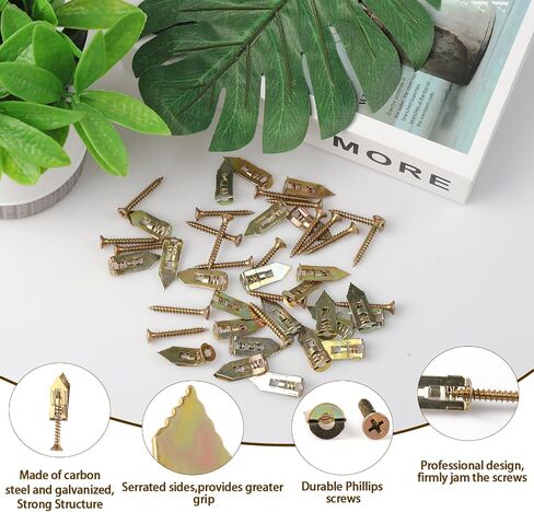 80Pcs Self Drilling Anchor Screws 40pcs Metal Drywall Anchors and 40Pcs Sheetrock Screws No Drill Needed Dry Wall Anchors for Fixing TV Shelf Cabinet Curtains Calligraphy in Kuwait