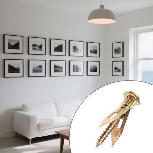 80Pcs Self Drilling Anchor Screws 40pcs Metal Drywall Anchors and 40Pcs Sheetrock Screws No Drill Needed Dry Wall Anchors for Fixing TV Shelf Cabinet Curtains Calligraphy in Kuwait