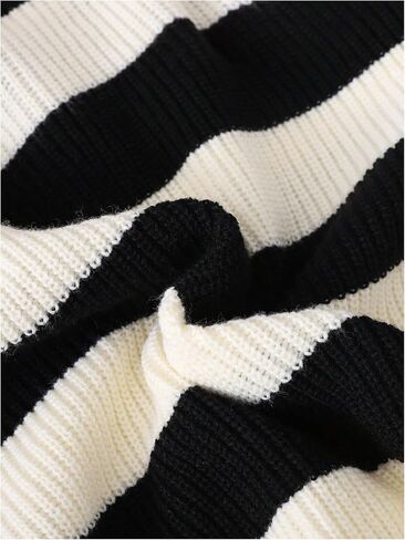 WDIRARA Girl's Striped Sweater Collar Long Sleeve Pullover Letter Patched Knitted Top in Saudi Arabia