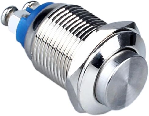 2Pcs 12mm Momentary Metal Waterproof Push Button Switch 12V 24V 110V 250V 2A 1NO 1/2" Mounting Hole Screw Terminals Raised Head in Kuwait