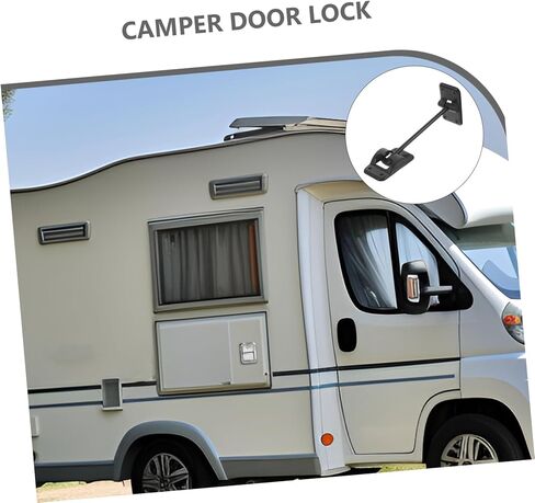 RV Door Catch حامل بلاستيكي متين مع مسامير لتثبيت آمن لدخول RV وأبواب المقطورة مزلاج موثوق للاستخدام الأسود in Kuwait