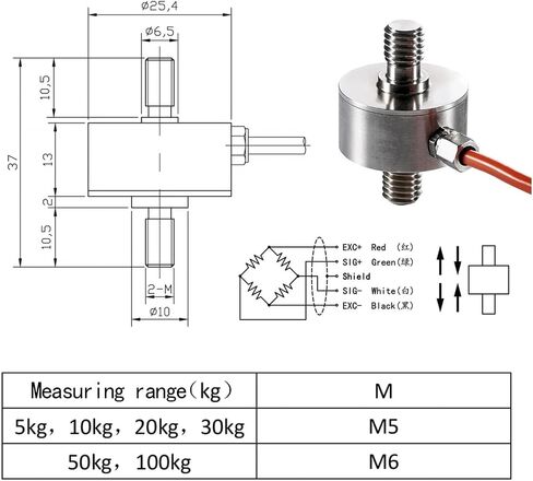 Mini Load Cell Bellows Type Test Tension Compression Force Sensor with 2PCS Hanging Ring(Range 0-50KG) in Saudi Arabia
