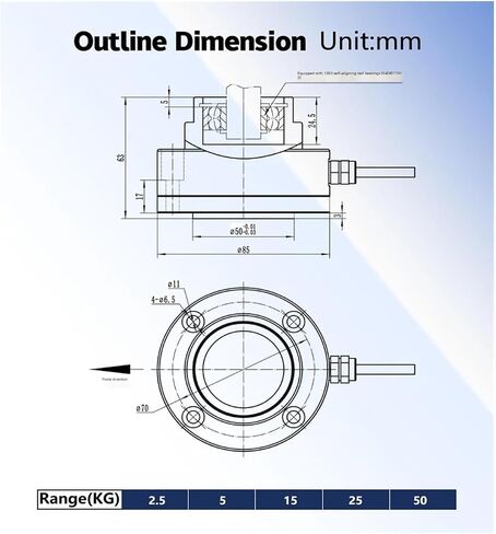 DYZL-108 Flange Type Tension Sensor Movable Shaft Structure Automatic Force Measurement Film Coil Sensor(0-5kg) in Saudi Arabia