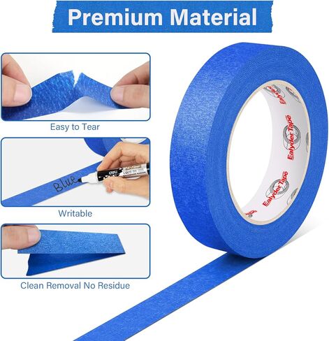 4 Rolls Blue Painters Tape ، شريط إخفاء مميز ، شريط طلاء للأغراض متعددة الأغراض ، الرسم ، الحرف اليدوية DIY (0.94 بوصة × 22 ياردة) يحمي الأسطح ، الإزالة السهلة ، إجمالي 88 ياردة in Kuwait