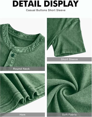NITAGUT Mens Distressed Henley Shirts Retro Short Sleeve Cotton Tee Shirts Casual Button Down Washed T-Shirts in Kuwait