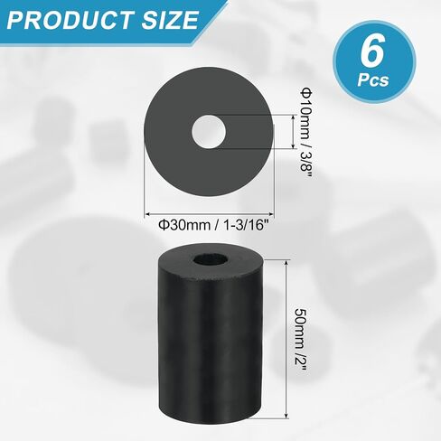 UXCELL 6 PCS متعددة الأغراض فاصل المطاط ، 0.4 "OD X 1.6" ID x 2 "سمك العزل المضاد للهواء البطانات المطاطية الغسالات الغسالات لملحقات القوارب للسيارات المنزلية (أسود) in Saudi Arabia