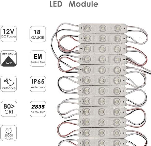 أضواء واجهات المتجر 100PCS وحدة LED LED الضوء الأحمر للعلامات 1.2W 12V DC 2835 SMD 3 نافذة LED مضادة للماء لدكنة علامة الإعلان (الأحمر ، لا يتم تضمين إمدادات الطاقة) in Saudi Arabia