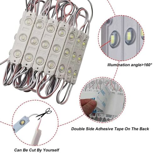 أضواء واجهات المتجر 100PCS وحدة LED LED الضوء الأحمر للعلامات 1.2W 12V DC 2835 SMD 3 نافذة LED مضادة للماء لدكنة علامة الإعلان (الأحمر ، لا يتم تضمين إمدادات الطاقة) in Saudi Arabia