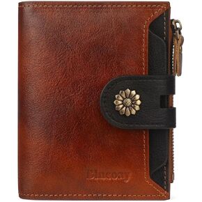 Wallet Women,RFID Blocking Leather Womens Wallet Bifold Compact Card Holder Small Wallet for Women with Removable ID Window Darkbrown in Saudi Arabia
