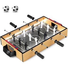 Giantex 20 بوصة Foosball Table - طاولة كرة قدم على الطاولة مع مصابيح LED مع لاعبين واقعية وكرات 2 ، طاولة لعبة كرة قدم خشبية للأطفال البالغين ، طاولة كرة قدم صغيرة للحفلة ، غرفة اللعبة ، ليلة العائلة in Kuwait