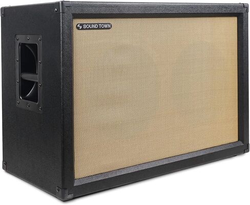Sound Town 2 x 12" Guitar Speaker Cabinet, Birch Plywood, Black Tolex, Wheat Cloth Grille (GUC212BK) in Saudi Arabia