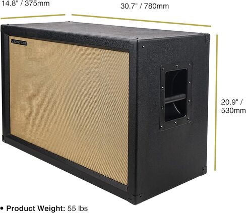Sound Town 2 x 12" Guitar Speaker Cabinet, Birch Plywood, Black Tolex, Wheat Cloth Grille (GUC212BK) in Saudi Arabia