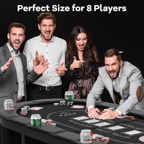 طاولة لعبة البوكر Gymax قابلة للطي من 8 لاعبين Texas Holdem مع حاملي الكأس المعدنية ، والكازينو ، والسكك الحديدية المبطنة ، وطاولة البوكر القابلة للطي المحمولة للعبة الترفيهية ، والمنزل ، وغرف الألعاب in Saudi Arabia