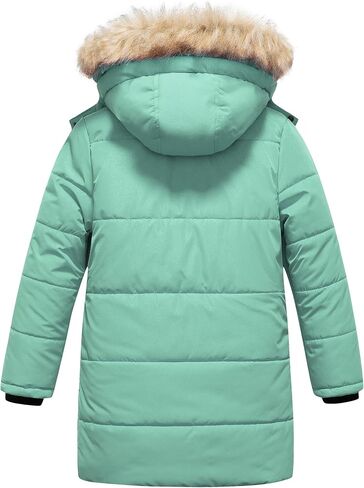 CREATMO US Girl's Winter Fleece Lined Long Parka Puffer Coat Thicken Ski Jacket With Fur Trim Hood in Saudi Arabia