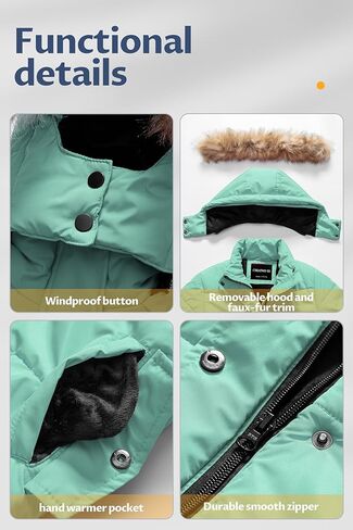 CREATMO US Girl's Winter Fleece Lined Long Parka Puffer Coat Thicken Ski Jacket With Fur Trim Hood in Saudi Arabia