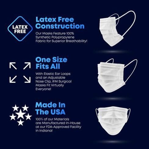Indiana Face Mask, 4 Ply, Disposable Face Mask, ASTM Level 3, Made In USA in Saudi Arabia