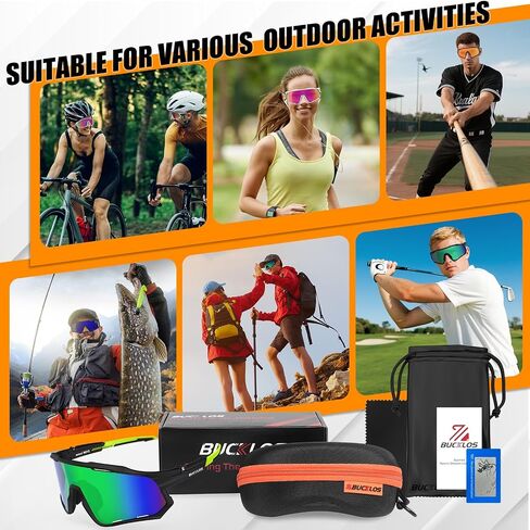 BUCKLOS Polarized Cycling Sunglasses for Men Women UV400 Protection,TR90 Bike Safety Glasses for Running Sports Baseball in Saudi Arabia