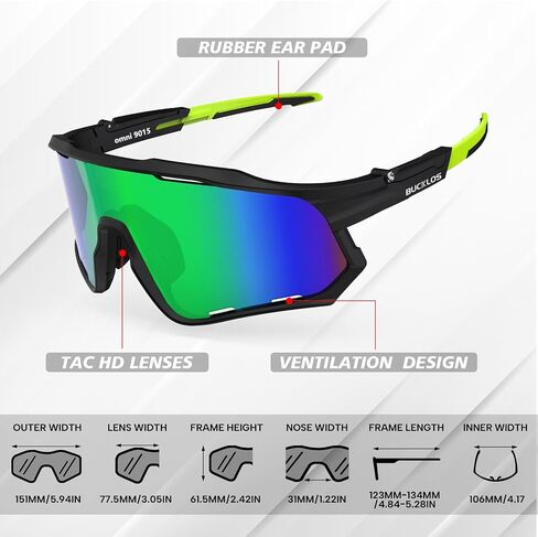 BUCKLOS Polarized Cycling Sunglasses for Men Women UV400 Protection,TR90 Bike Safety Glasses for Running Sports Baseball in Saudi Arabia