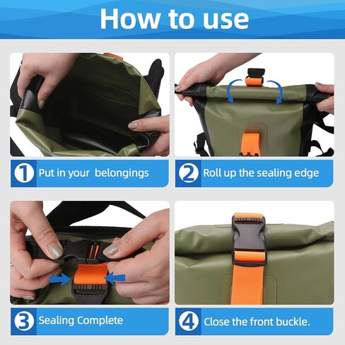 Waterproof Fanny Pack, Floating Dry Bag Pouch with Adjustable Waist Strap Large Capacity, Waterproof Waist Bag for Kayaking Boating Fishing Cycling Beach (Green) in Saudi Arabia