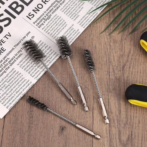 4pcs Wire Brush, Stainless Steel Twisted Bore Brush with 1/4" Hex Shank for Power Drill Impact Driver & Tube Cleaning, 3/8'' 1/2'' 3/4'' 7/8'' Diameter in Saudi Arabia