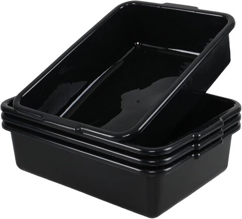 صندوق حافلات تجاري بلاستيكي من 4 عبوات ، 13 لتر من صناديق الحافلات للمطعم ، الأسود in Kuwait