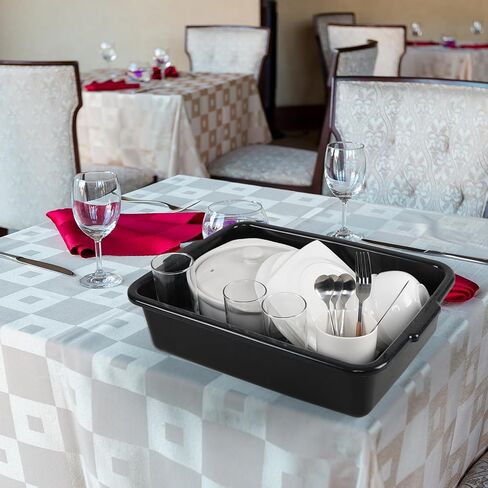 صندوق حافلات تجاري بلاستيكي من 4 عبوات ، 13 لتر من صناديق الحافلات للمطعم ، الأسود in Kuwait