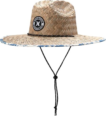 Hurley Men's Straw Hat - Adjustable Chin Strap Wide Brim Sun Hat for Sun Protection, Hiking, Fishing, and Beach in Saudi Arabia