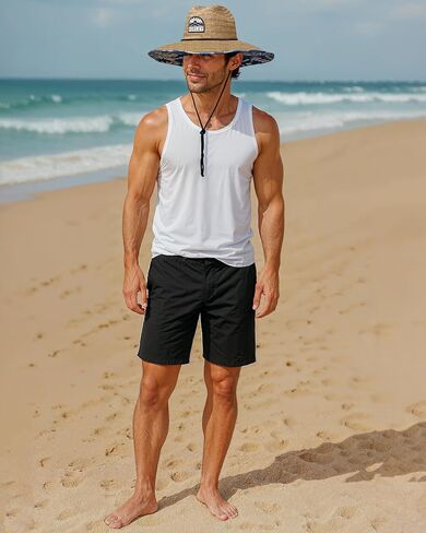 Hurley Men's Straw Hat - Adjustable Chin Strap Wide Brim Sun Hat for Sun Protection, Hiking, Fishing, and Beach in Saudi Arabia