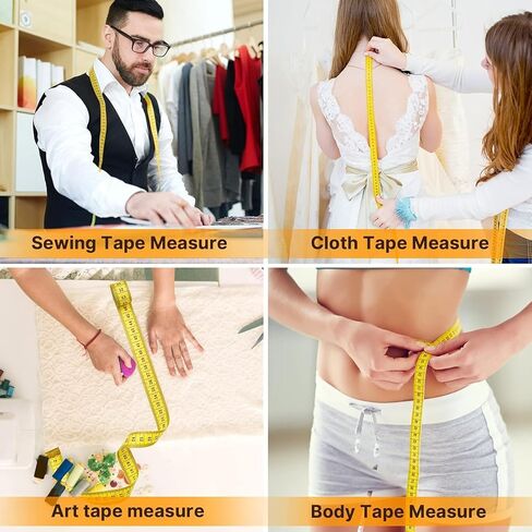 Pack of 2 Soft Fabric Tape Measures, Body Measuring Tape for Tailor, Sewing, Weight Loss, Medical Body Measurements, Nursing, Craft, and Fitness Tracking 150cm/60 inch in Saudi Arabia