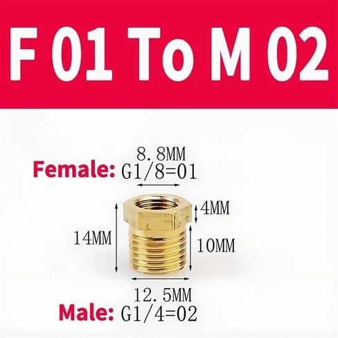 تركيب أنابيب مخفضات جلبة النحاس ، من F إلى M الخيوط ، 1/8 "1/4" 3/8 "1/2" 3/4 "، لمحول غاز المياه النحاسي (F 01 إلى M 02) in Kuwait