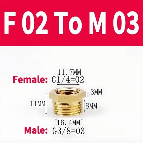 تركيب أنابيب مخفضات جلبة النحاس ، من F إلى M الخيوط ، 1/8 "1/4" 3/8 "1/2" 3/4 "، لمحول غاز المياه النحاسي (F 01 إلى M 02) in Kuwait