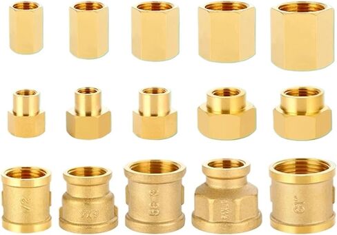 10pcs 1/8 "1/4" 3/8 "1/2" 3/4 "BSPT الأنثوية الأنثوية النحاس تجهيزات موصل قضيب الجوز السداسي لغاز وقود الماء (02-03) in Kuwait