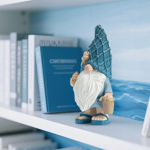 Garden Sea Gnome Statue Decoration Indoor Resin Beach Gnome Sculpture for Home Office Desktop Bathroom, Summer Pool Decoration Gifts (Carrying Bucket of Shells) in Kuwait