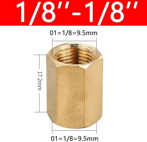 10pcs 1/8 "1/4" 3/8 "1/2" 3/4 "BSPT الأنثوية الأنثوية النحاس تجهيزات موصل قضيب الجوز السداسي لغاز وقود الماء (02-03) in Kuwait