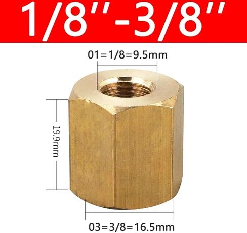 10pcs 1/8 "1/4" 3/8 "1/2" 3/4 "BSPT الأنثوية الأنثوية النحاس تجهيزات موصل قضيب الجوز السداسي لغاز وقود الماء (02-03) in Kuwait