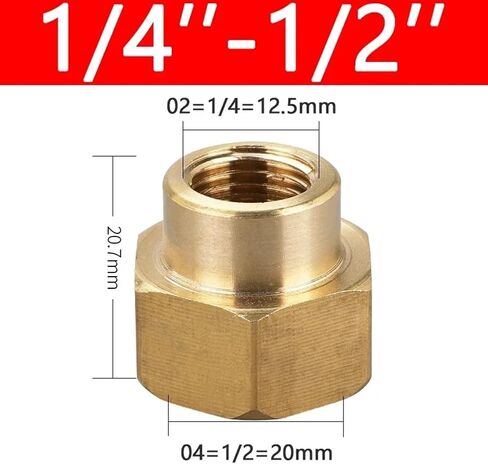 10pcs 1/8 "1/4" 3/8 "1/2" 3/4 "BSPT الأنثوية الأنثوية النحاس تجهيزات موصل قضيب الجوز السداسي لغاز وقود الماء (02-03) in Kuwait