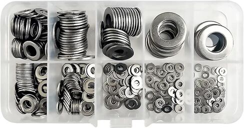 360pcs/Box M2 M2.5 M3 M4 M5 M6 M10 304 مجموعة غسالة من الفولاذ المقاوم للصدأ ضبط مجموعة أدوات تشويش حشية شيم in Saudi Arabia