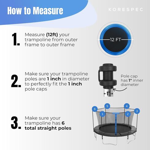 Trampoline Net Replacement 12FT 14FT 15FT with 6 Pole Caps (1 Inch) & 4 Strings - NO Poles - Breathable UV Weather Resistant Safety Enclosure - Fits Outdoor Round in Saudi Arabia