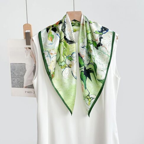 100% Mulberry Silk Scarf 27"x27" for Women, Luxurious Lightweight Neckerchief, Breathable & Soft，Gift Packed in Saudi Arabia