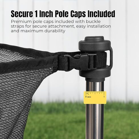 Trampoline Net Replacement 12FT 14FT 15FT with 6 Pole Caps (1 Inch) & 4 Strings - NO Poles - Breathable UV Weather Resistant Safety Enclosure - Fits Outdoor Round in Saudi Arabia