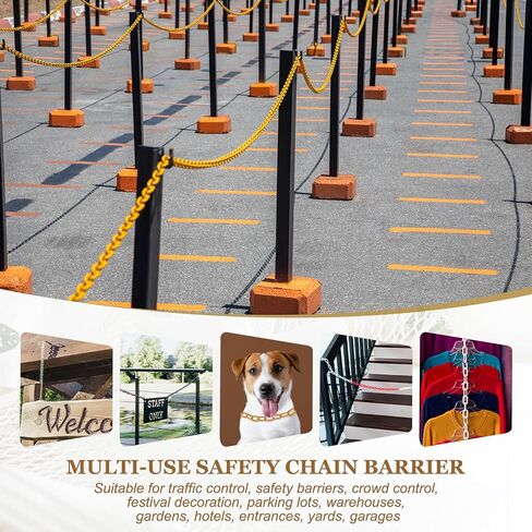 MECCANIXITY Plastic Chain 200 FT/61 M, Safety Chain Orange Plastic Chain Link Barrier with Zip Ties and S-Hooks for Crowd Control Queue Line Fence Decoration in Saudi Arabia