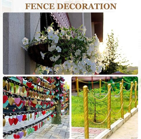 MECCANIXITY Plastic Chain 200 FT/61 M, Safety Chain Orange Plastic Chain Link Barrier with Zip Ties and S-Hooks for Crowd Control Queue Line Fence Decoration in Saudi Arabia