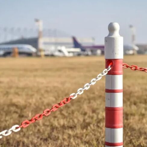 100-Feet Plastic Chain Links, 1.4-Inch Link, UV-Resistant Safety Barrier for Crowd Control, Queue Lines, Fences, Gates, Construction Sites, Lightweight & Weatherproof (White/Red) in Kuwait