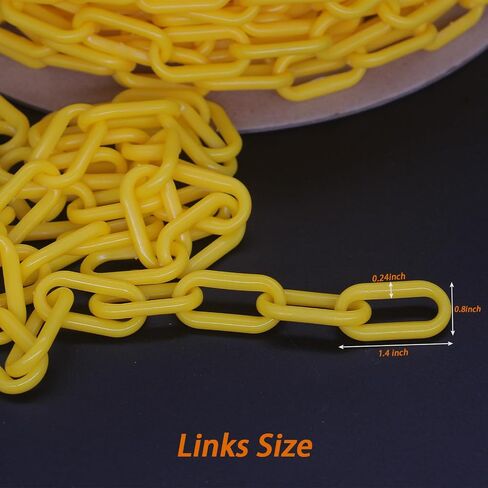 100-Feet Plastic Chain Links, 1.4-Inch Link, UV-Resistant Safety Barrier for Crowd Control, Queue Lines, Fences, Gates, Construction Sites, Lightweight & Weatherproof (White/Red) in Kuwait