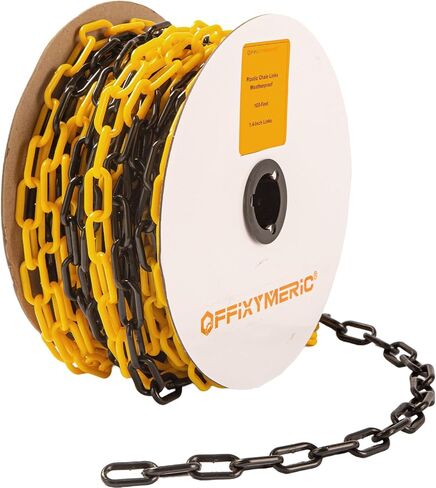 100-Feet Plastic Chain Links, 1.4-Inch Link, UV-Resistant Safety Barrier for Crowd Control, Queue Lines, Fences, Gates, Construction Sites, Lightweight & Weatherproof (White/Red) in Kuwait