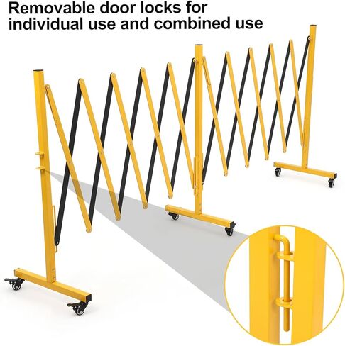 Expandable Metal Barricade with Wheels, 11.5 Feet Long Folding Security Gate, Retractable Metal Barrier for Construction Site Elevator Traffic Control Garage in Saudi Arabia