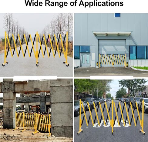 Expandable Metal Barricade with Wheels, 11.5 Feet Long Folding Security Gate, Retractable Metal Barrier for Construction Site Elevator Traffic Control Garage in Saudi Arabia