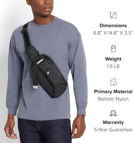 TUMI Alpha Bravo Esports Pro Sling Bag for Men - Front Carry Sling Bag with Keyholder - Men's Travel Accessories - Ideal as Travel & Gaming Bag - Black in Saudi Arabia