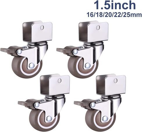 1.5 Furniture Crib Caster Clamp Clamp with Brake Wheels Soft Rubber Dovivel Purniture Furniture Packts 4 (N0.3،20mm) in Kuwait