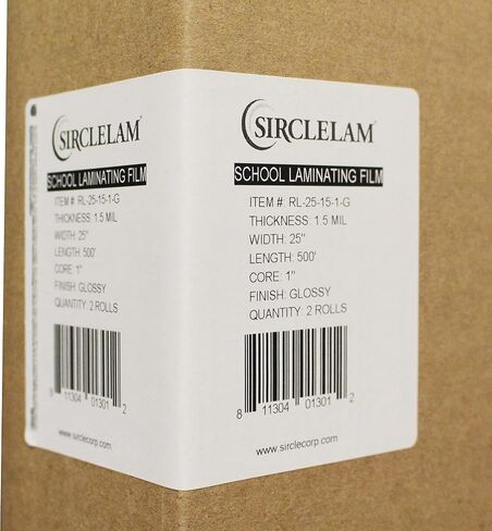 SircleLam School Laminating Film - 1.5Mil 25" x 500' - Clear Glossy - 1" Core - Qty: 2 Rolls in Saudi Arabia